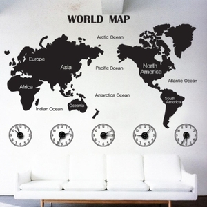 디자인벽시계 인테리어벽시계 벽시계 스티커 ps085-세계지도(WORLD MAP) 그래픽시계_중형 
