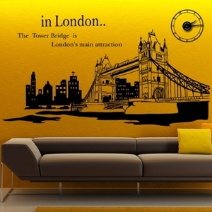 디자인벽시계 인테리어벽시계 벽시계 스티커 is261-런던 타워 브릿지 그래픽시계_중형 