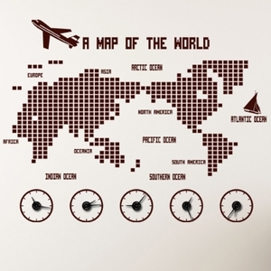 디자인벽시계 인테리어벽시계 벽시계 스티커 is258-A map of the world(Big) 그래픽시계_중형 